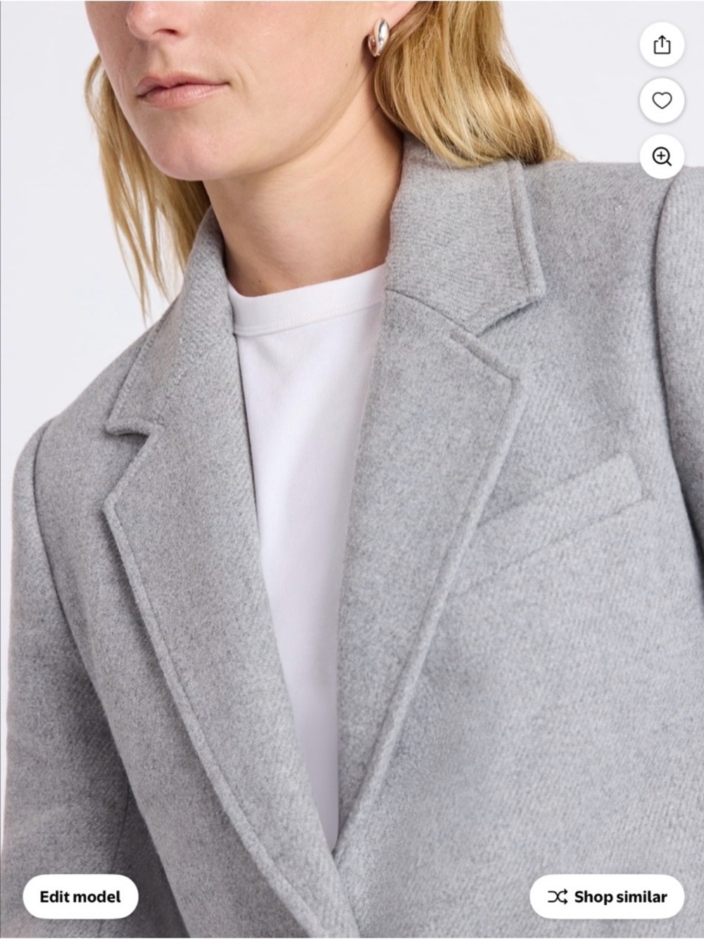 Free Assembly Grey Wool-Blend Blazer with Sweater Cuff - Picture 4 of 6